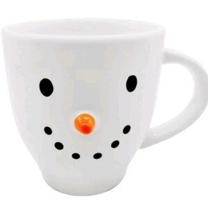 White Snowman Mug with Orange Nose. 8 mugs available. Price is for one.